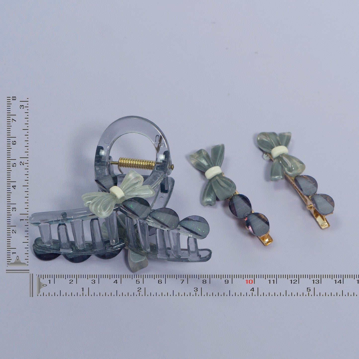 Stone & Charm Hair Claw + 2 Pins (12 Sets) - UBKWS1100