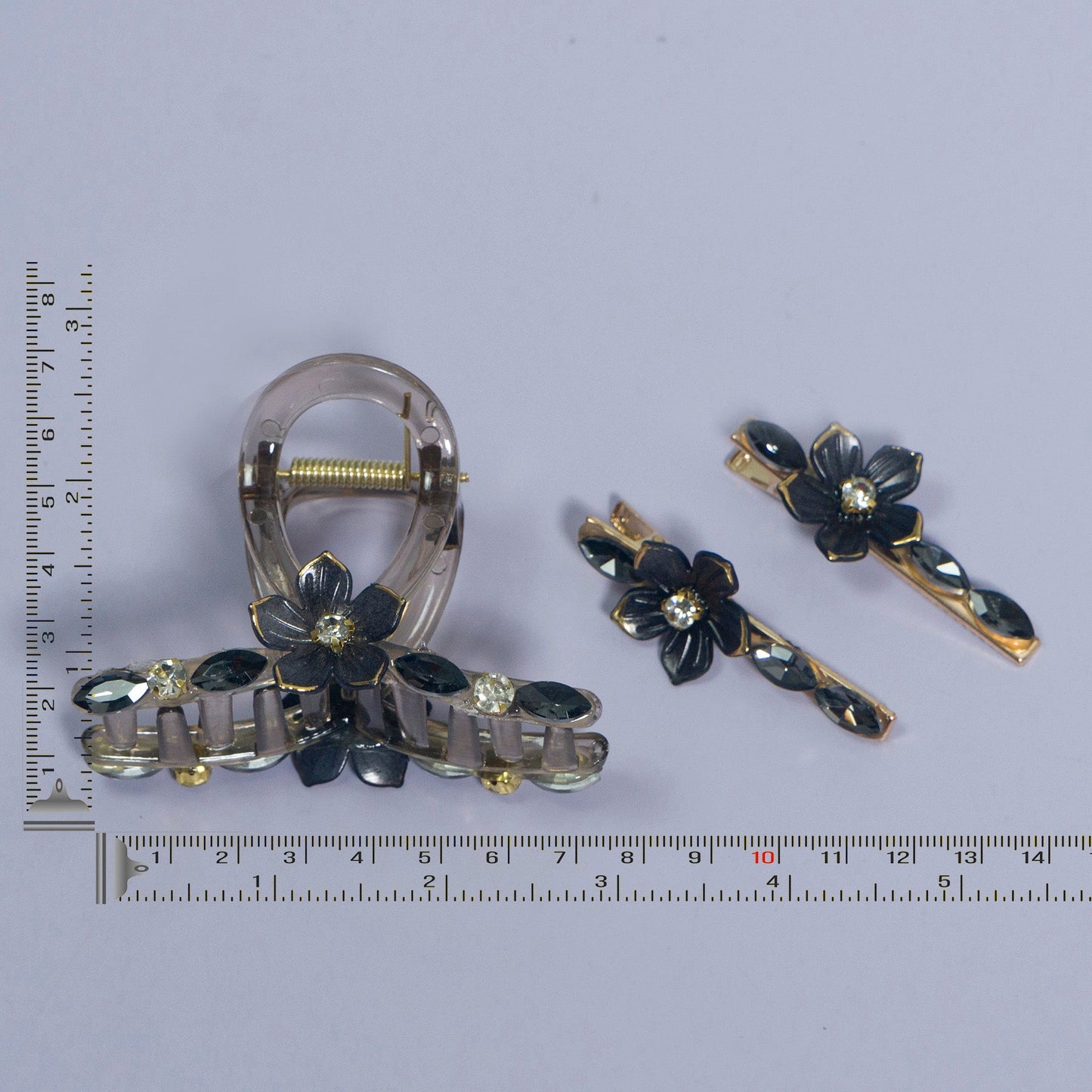 Stone & Charm Hair Claw + 2 Pins (12 Sets) - UBKWS1101