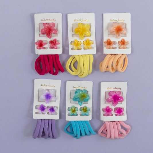 Floral Charm Hair Accessory Combo (12 Sets) - UBKWS1169