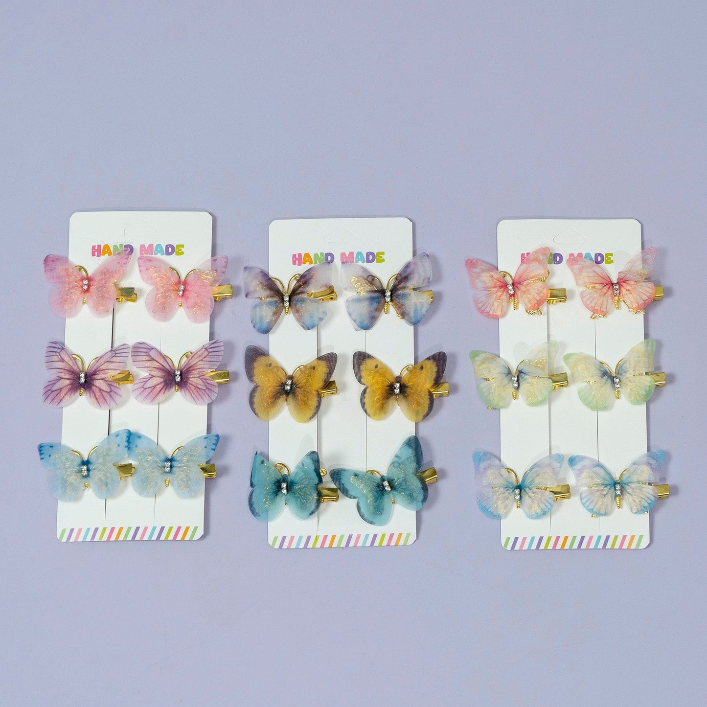 Butterfly Resin Hair Clip Set (12Cards) - UBKWS218