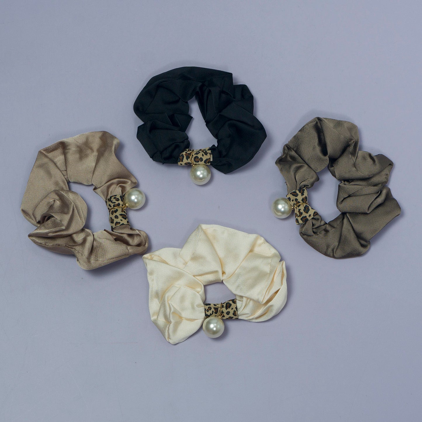 Satin Pearl Hair Scrunchie (12 Pcs) - UBKWS1116