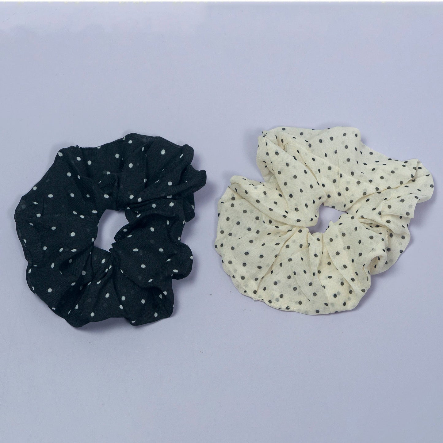 Polka Dot Chiffon Hair Scrunchie (12Pcs) - UBKWS1124