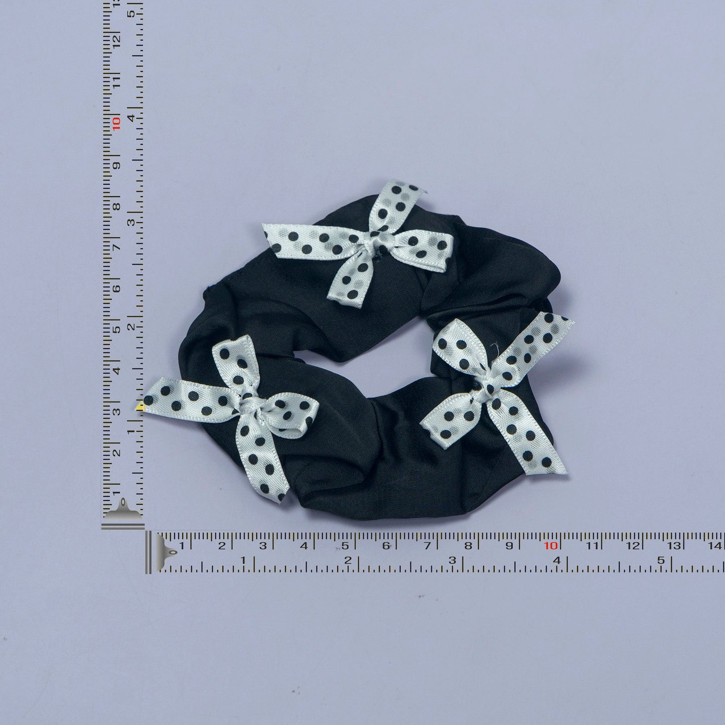 Satin Hair Scrunchie with Polka Dot Bows (12Pcs) - UBKWS1126