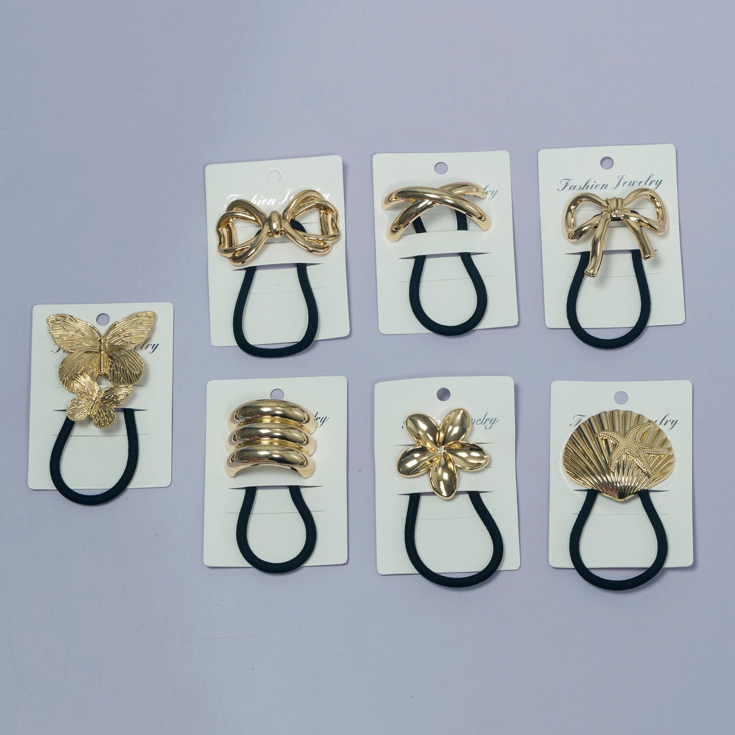 Golden Metal Hair Tie (12Pcs) - UBKWS1060