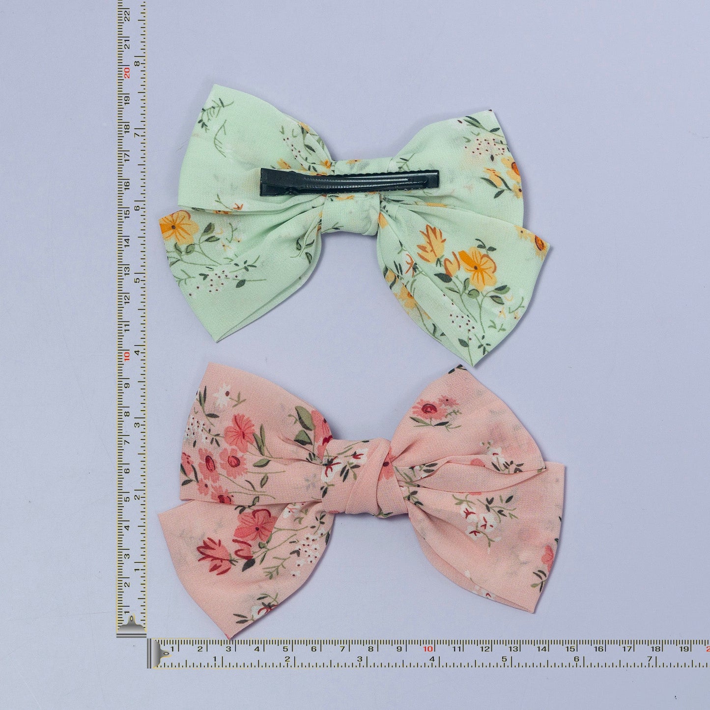 Floral Print Fabric Bow Hair Clip (12Pcs) - UBKWS1064