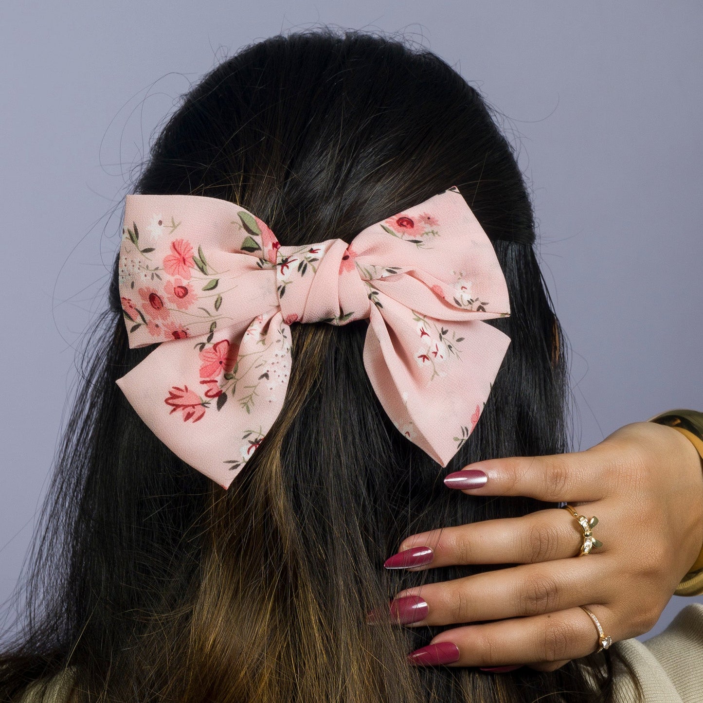 Floral Print Fabric Bow Hair Clip (12Pcs) - UBKWS1064