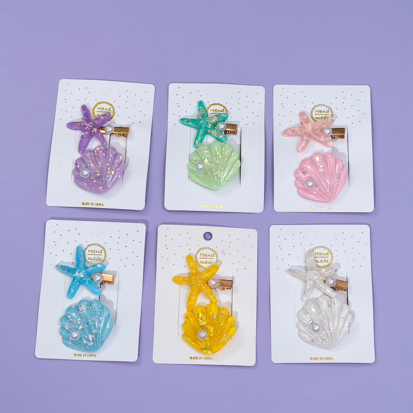 Starfish & Shell Hair Pins (Pack of 12) - UBKWS670