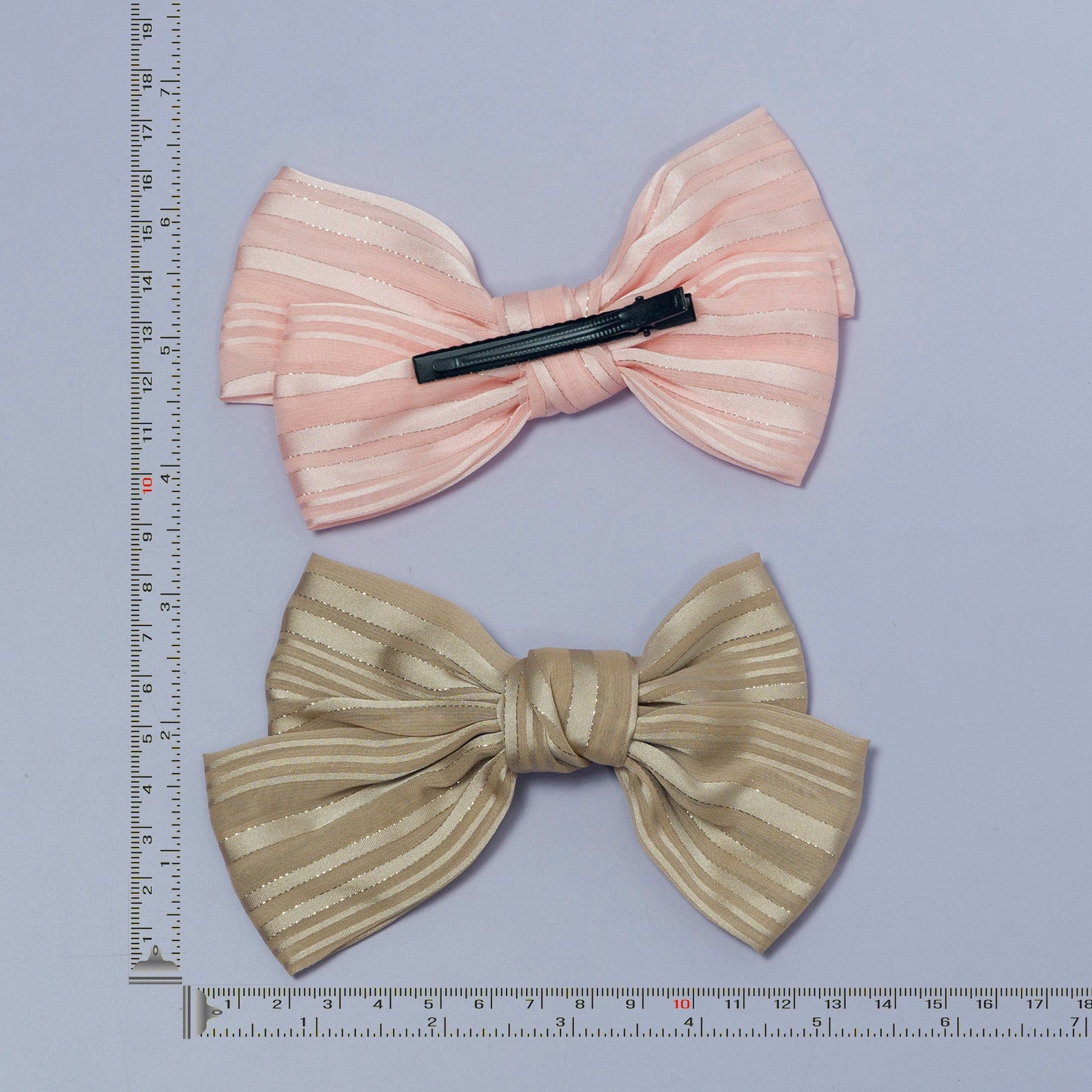Striped Sheer Fabric Bow Hair Clip (12Pcs) - UBKWS1067