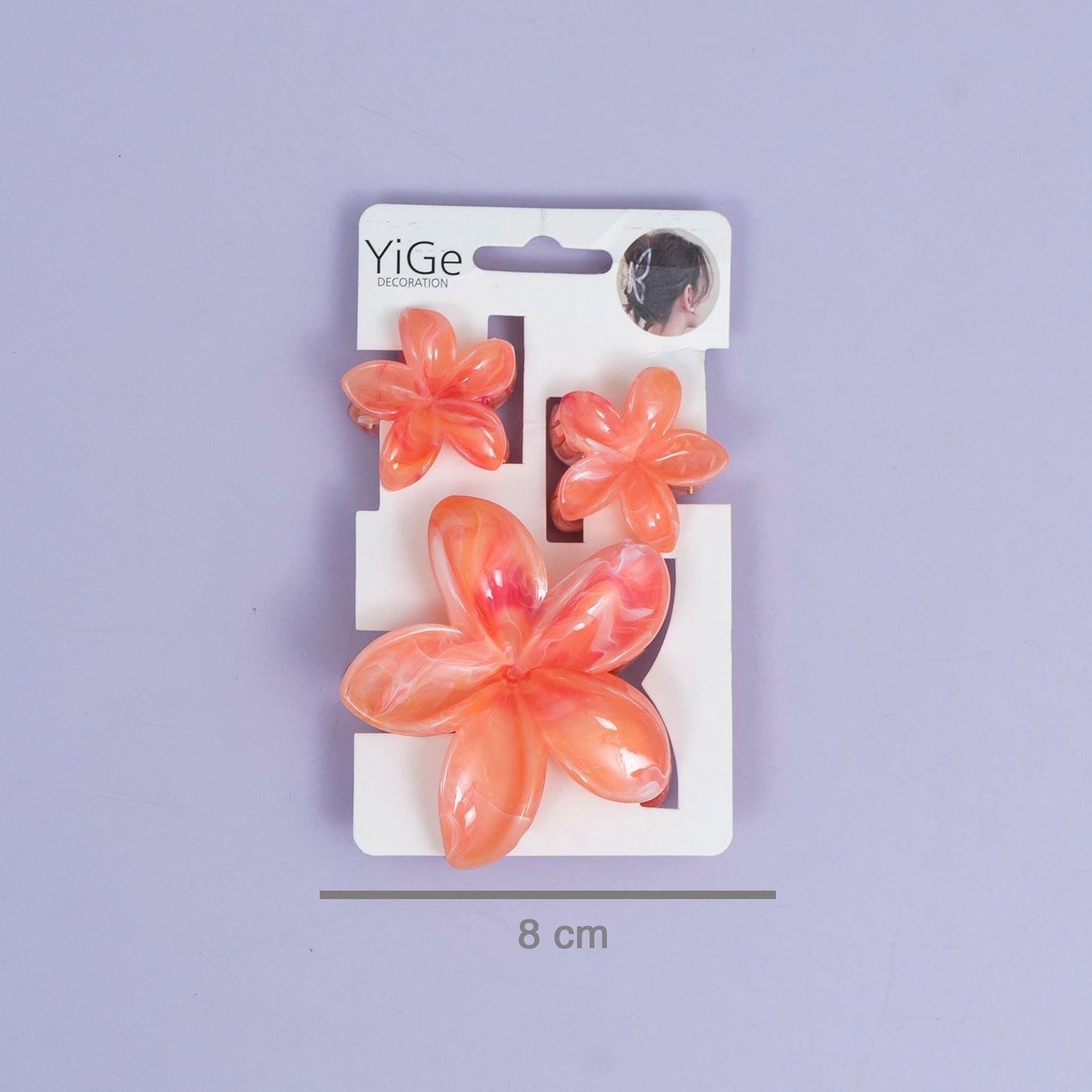 Glossy Floral Marble Hair Claw Set (1Dz) - UBKWS2485