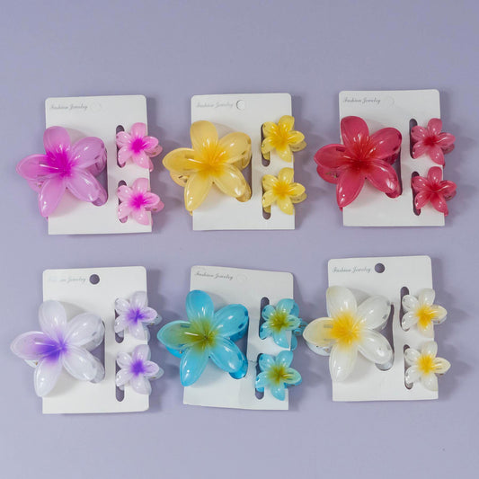 Glossy Plumeria Hair Claw Set (12 Sets) - UBKWS1175