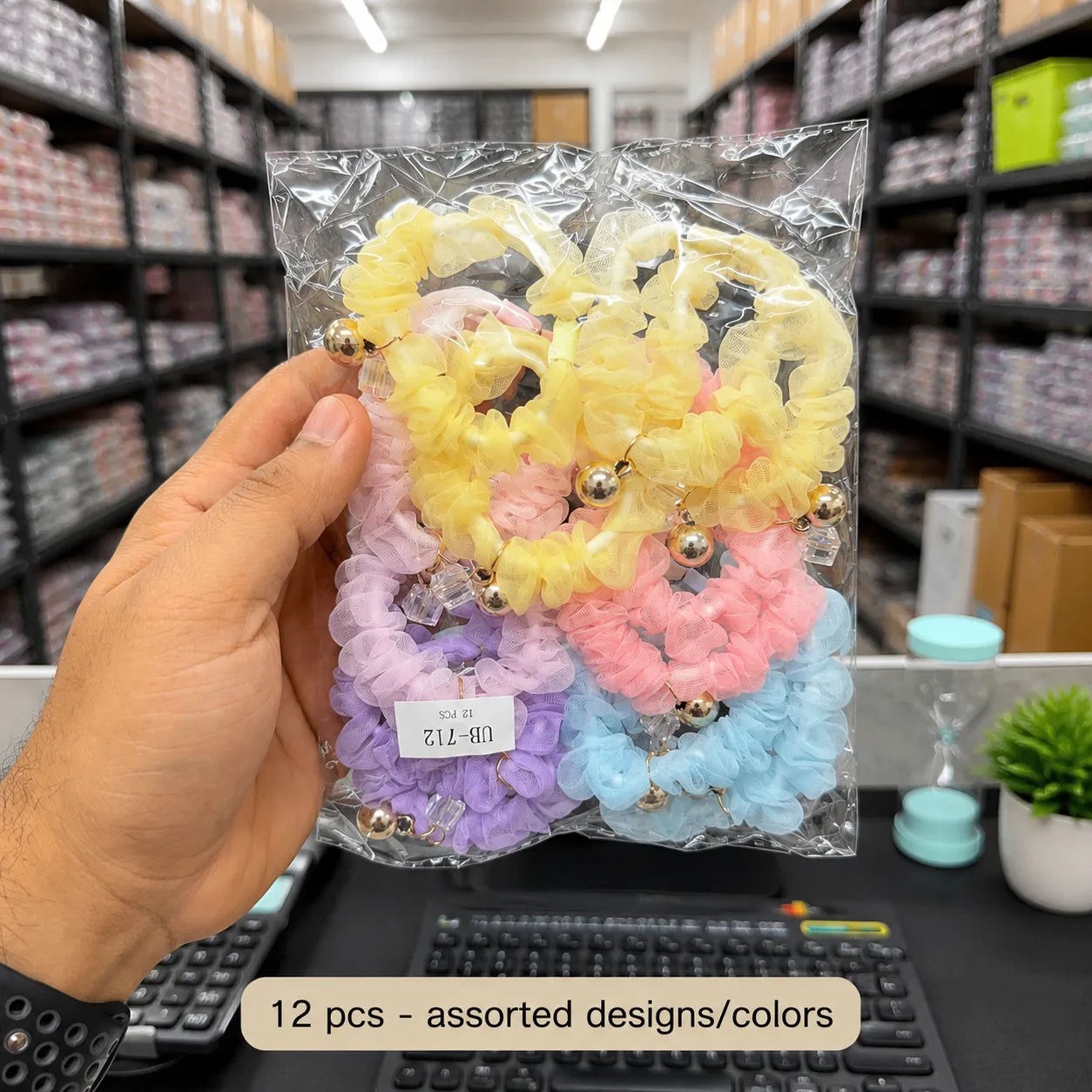 Shimmer thin hair scrunchies (1Dz) - UBKWS2938