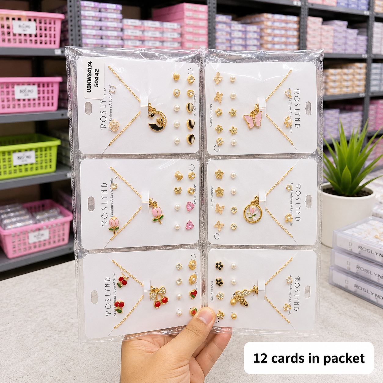 Korean earrings & necklace set (1Dz) - UBKWS4174