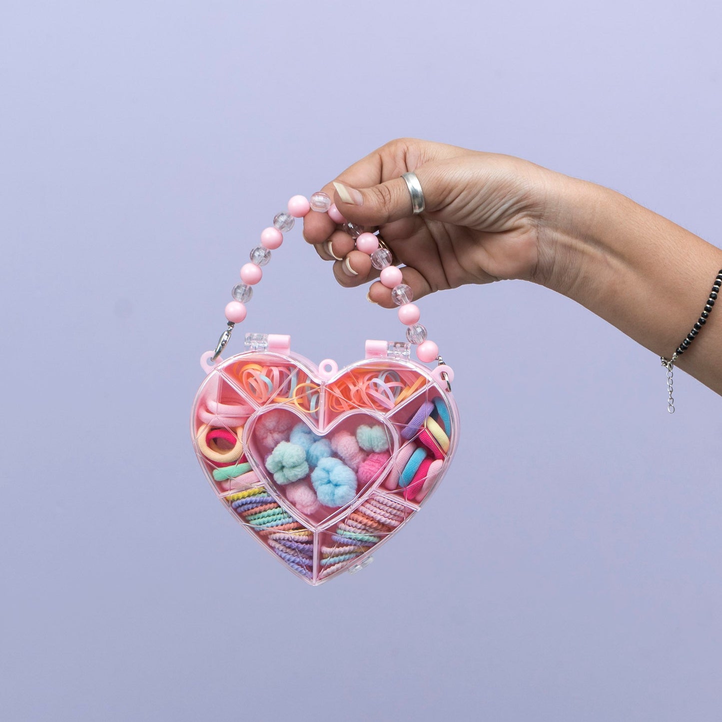 Heart Kids Hair Accessories Organizer Box with Beaded Handle (1Dz) - UBKWS2376)