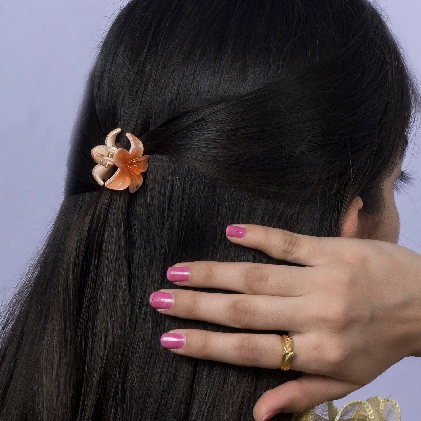 Mini Glossy Flower Hair Claw Set - UBKWS1180