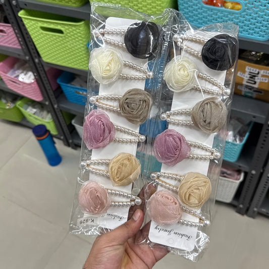 Pearl Rose Hair Clip (12Pcs) - UBKWS1074