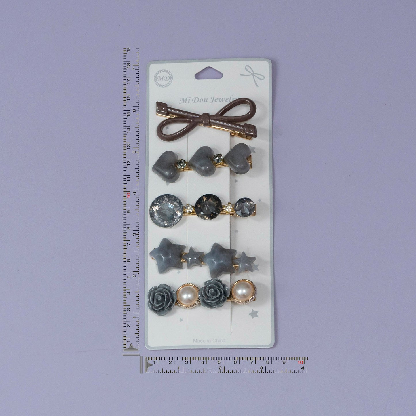 Trendy Pearl & Charm Hair Pin Set (12Sets) - UBKWS1183
