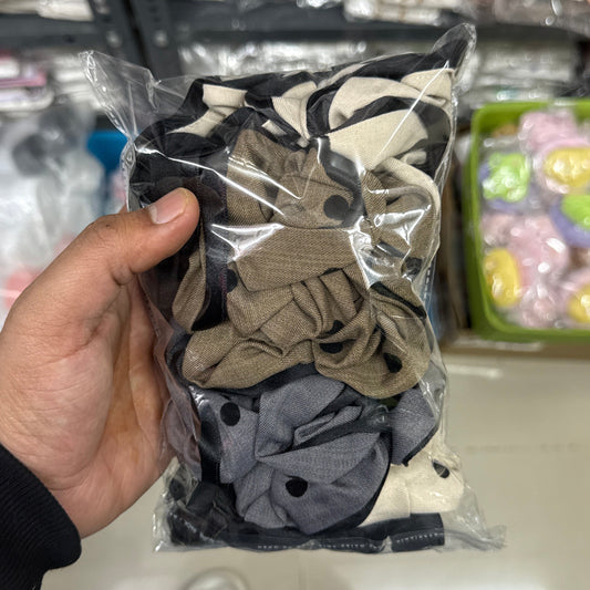 Polka Dot Sheer Edge Hair Scrunchie (12 Pcs) - UBKWS1123