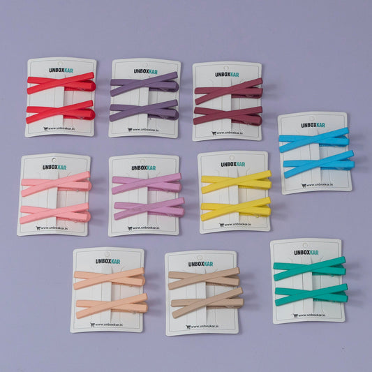 Matte Finish Long Tic-Tac Hair Pin Set (12Sets) - UBKWS1188