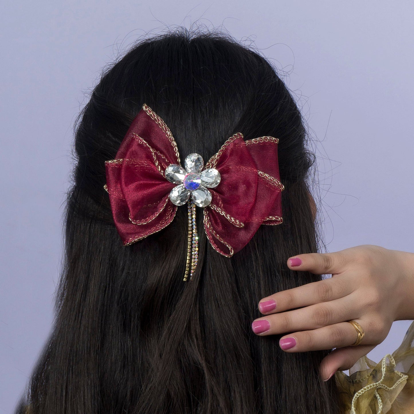 Crystal Bloom Bow Hair Clip (12Pcs) - UBKWS1189