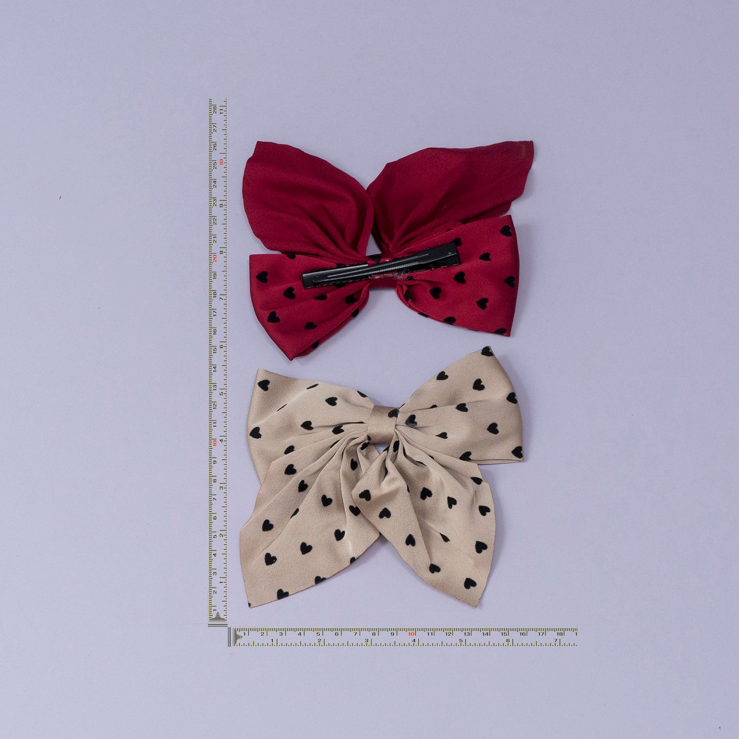 Heart Print Fabric Bow (12Pcs) - UBKWS1192