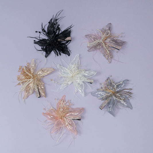 Feather Sequin Flower Clip (12Pcs) - UBKWS1193