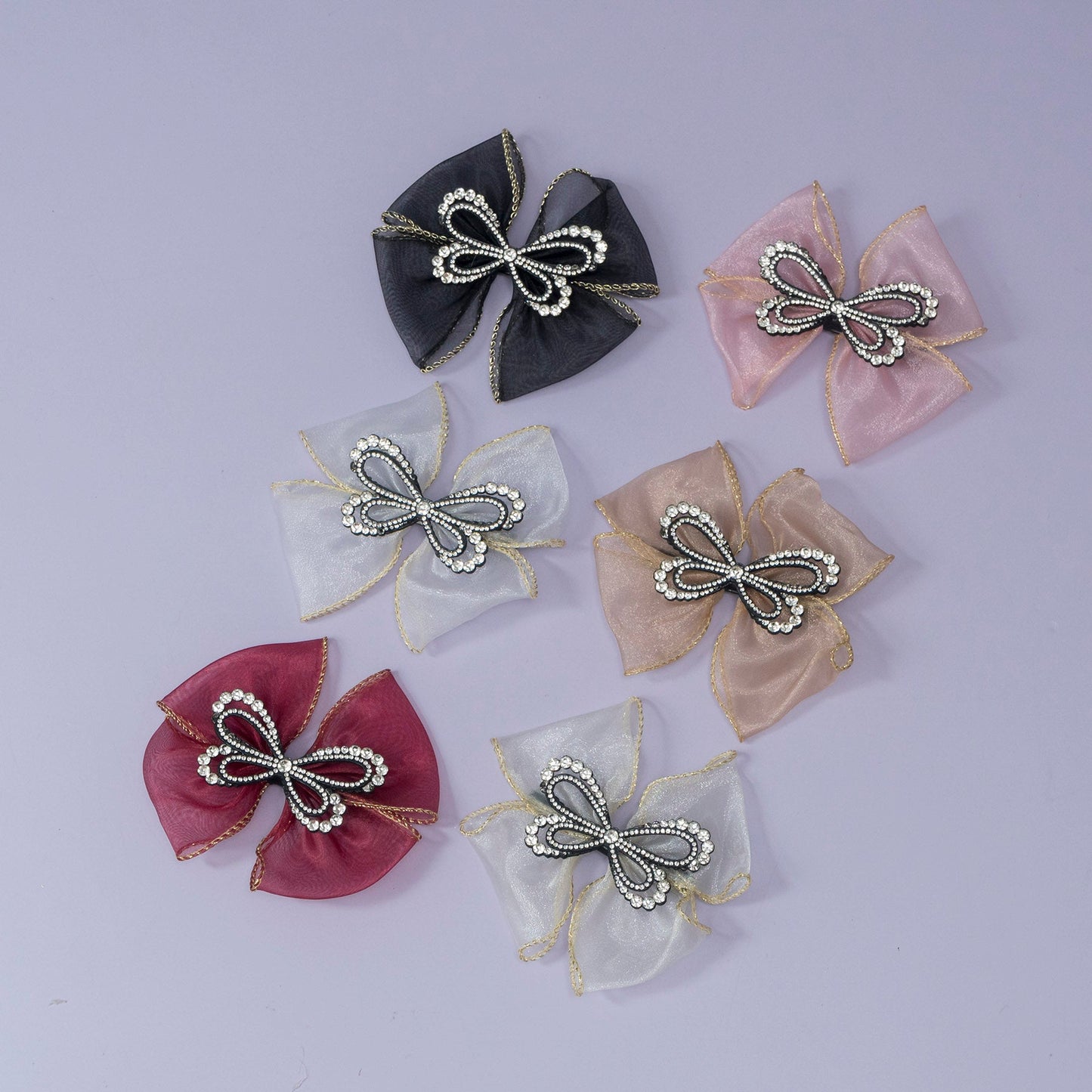 Crystal Butterfly Organza Bow (12Pcs) - UBKWS1194