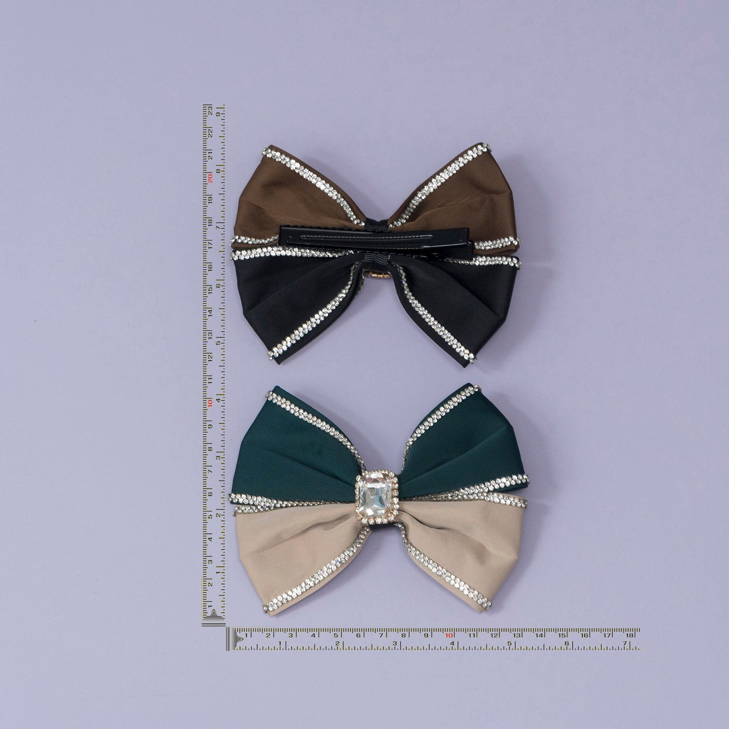 Dual Tone Rhinestone Bow Clip (12Pcs) - UBKWS1195