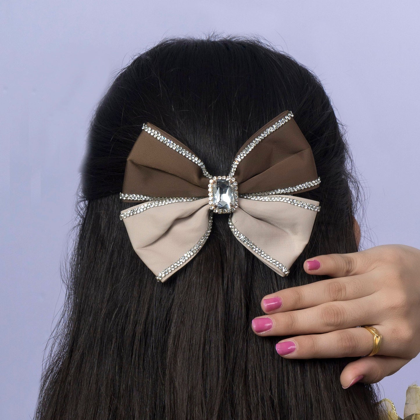 Dual Tone Rhinestone Bow Clip (12Pcs) - UBKWS1195