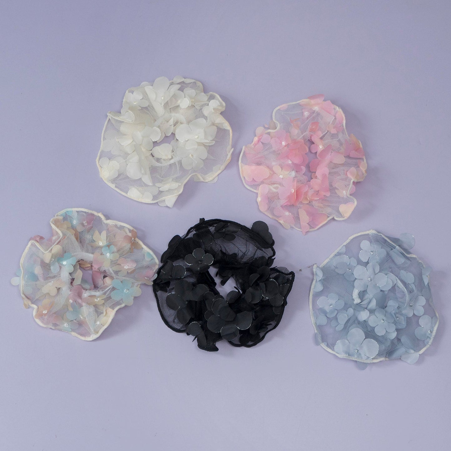 Floral Mesh Scrunchie (12Pcs) - UBKWS1196