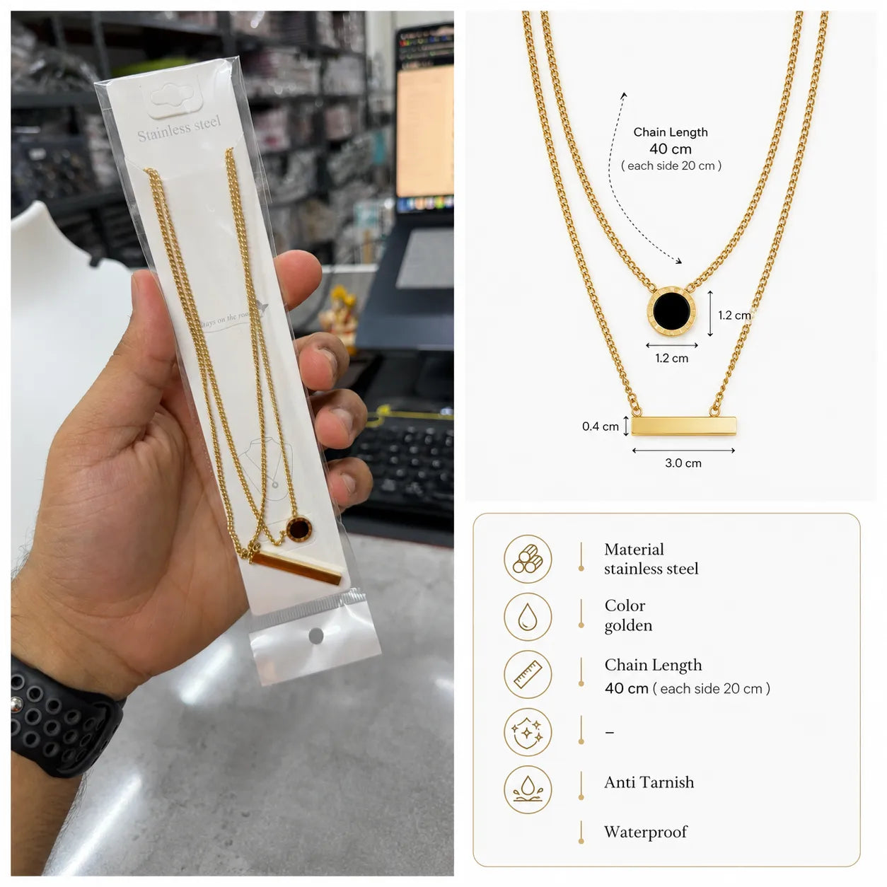 Korean double layered Necklace (1Pc) - UBKWS3005