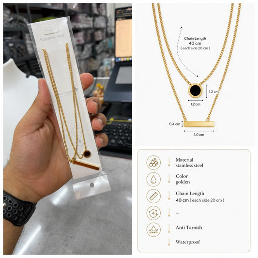Korean double layered Necklace (1Pc) - UBKWS3005