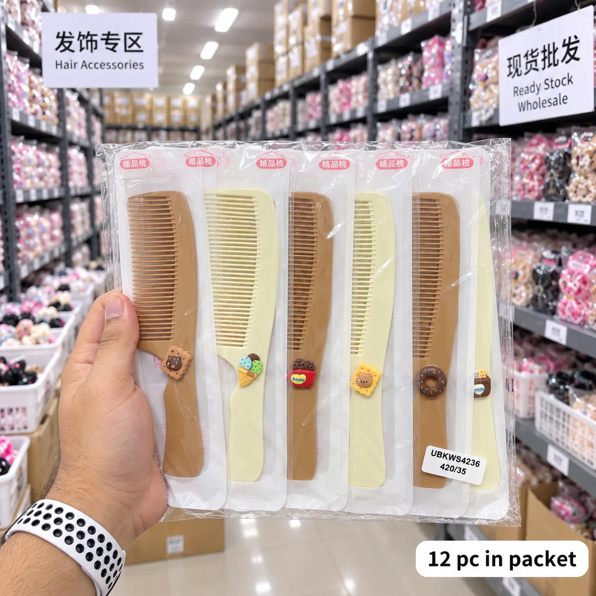 Miniature pastel hair comb (1Dz) - UBKWS4236