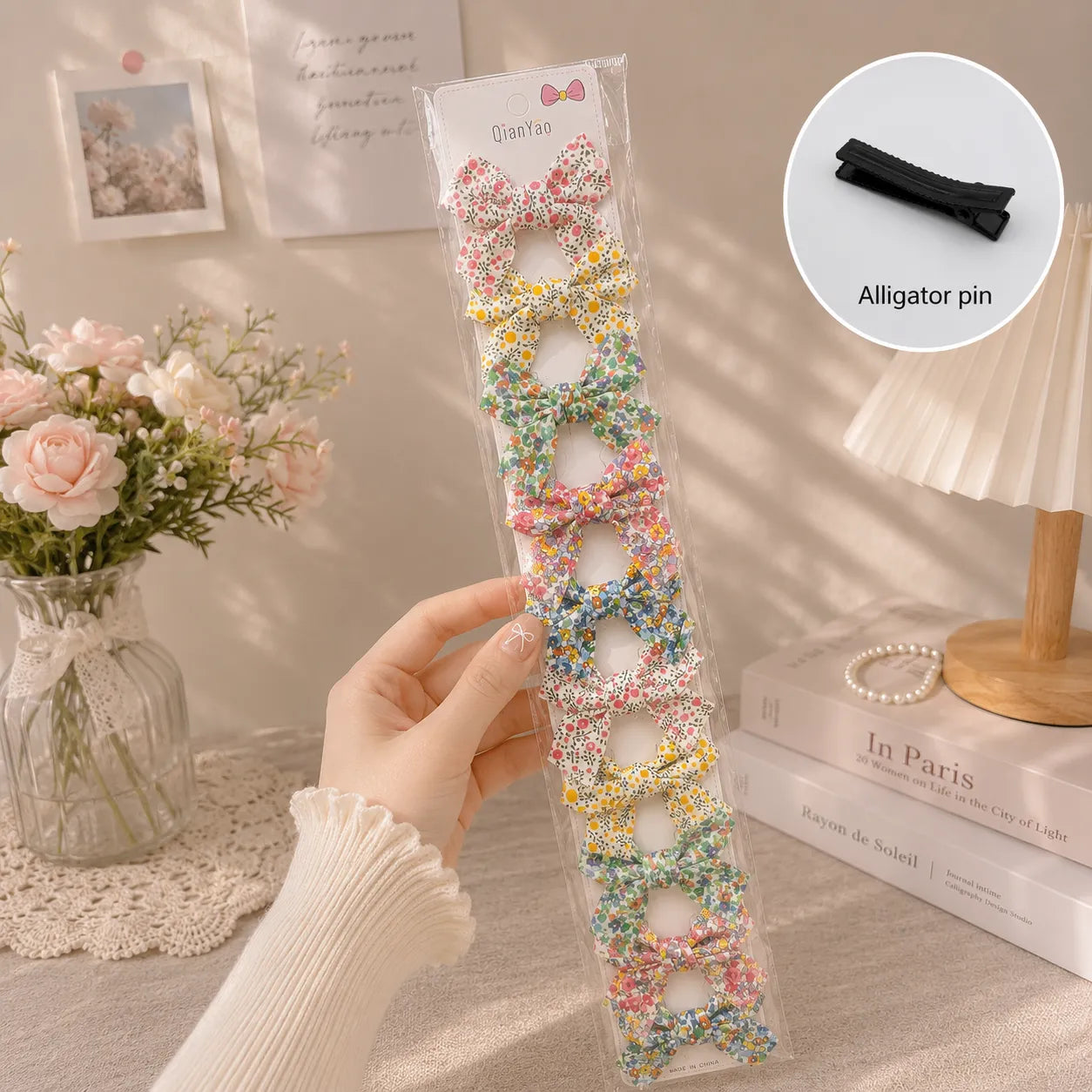 Printed hair bow (10 Pcs) - UBKWS0011-F