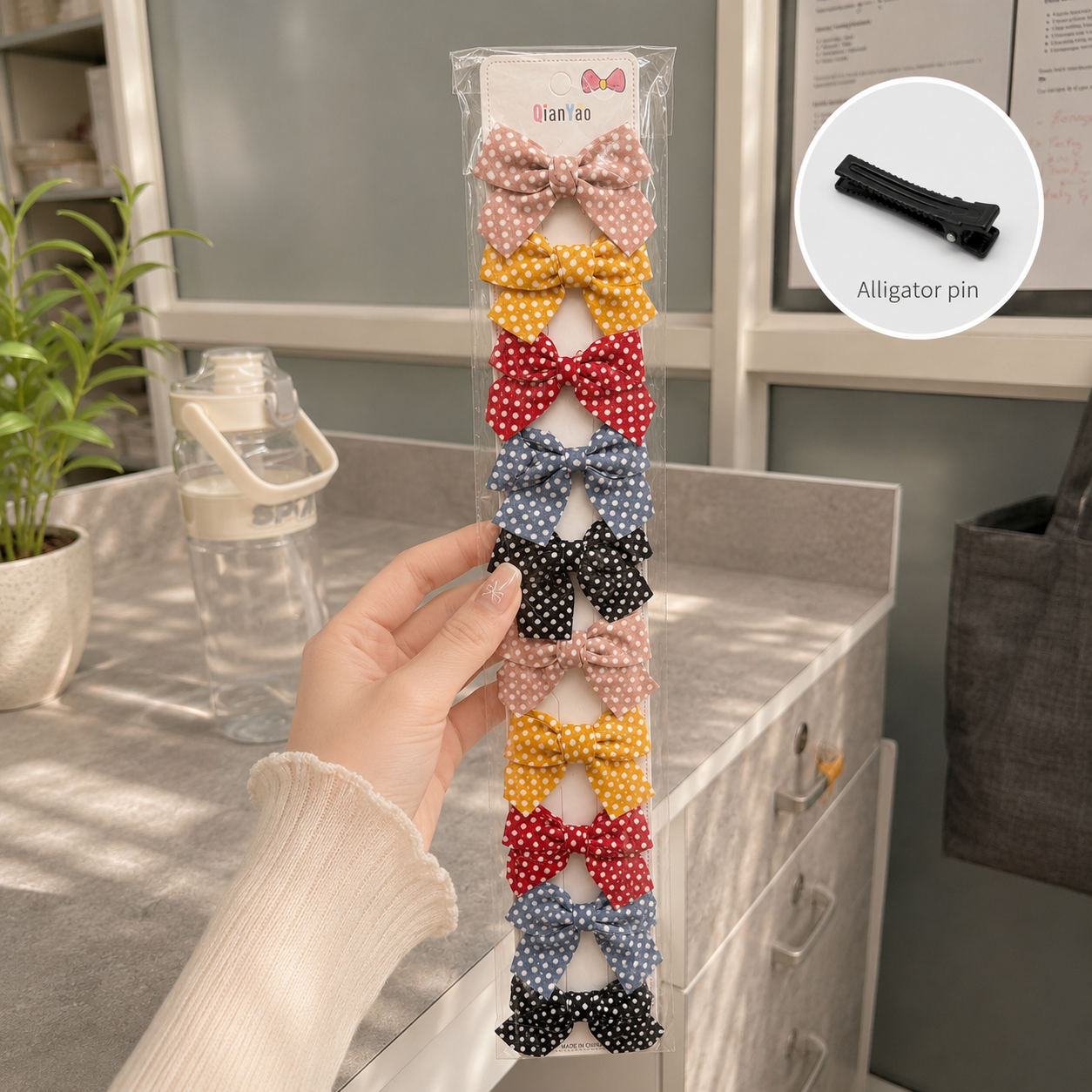 Printed hair bow (10 Pcs) - UBKWS2908