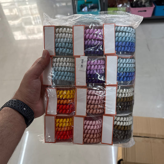 Glossy Spiral Hair Rubber Band (Pack of 12) - UBKWS760