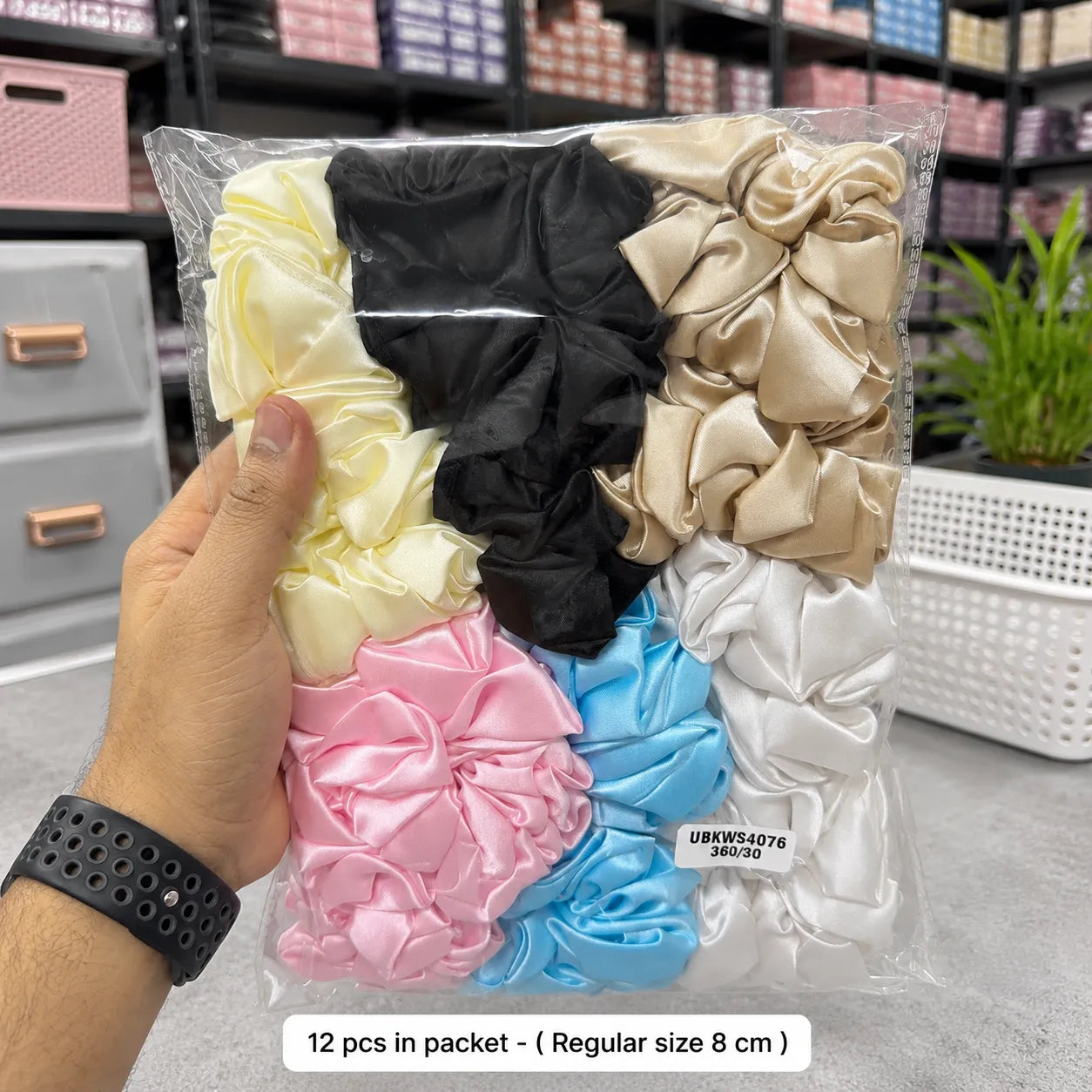 🇮🇳♥️ Hand made Satin XL Scrunchies Set (1Dz) - UBKWS4076