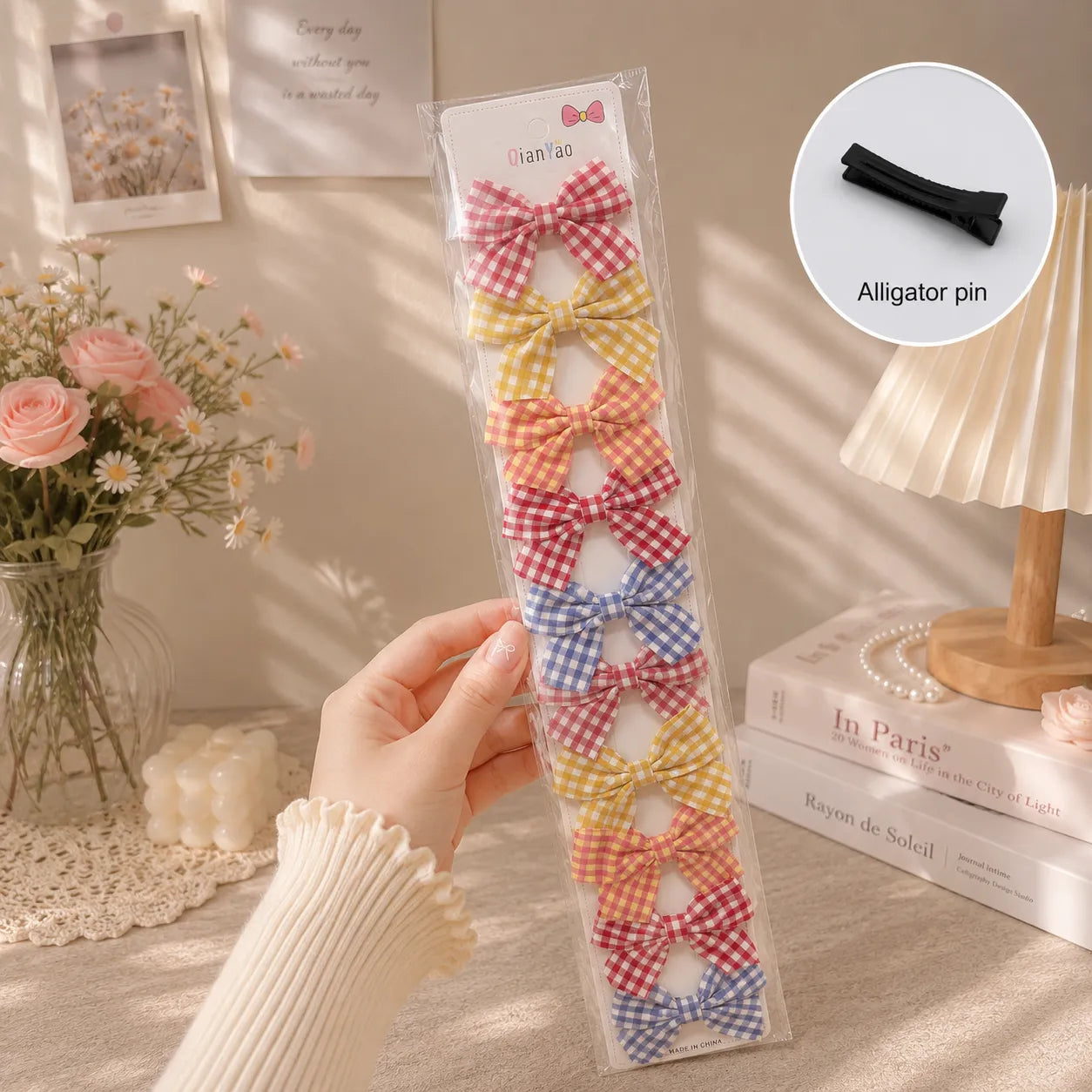 Printed hair bow (10 Pcs) - UBKWS0011-G