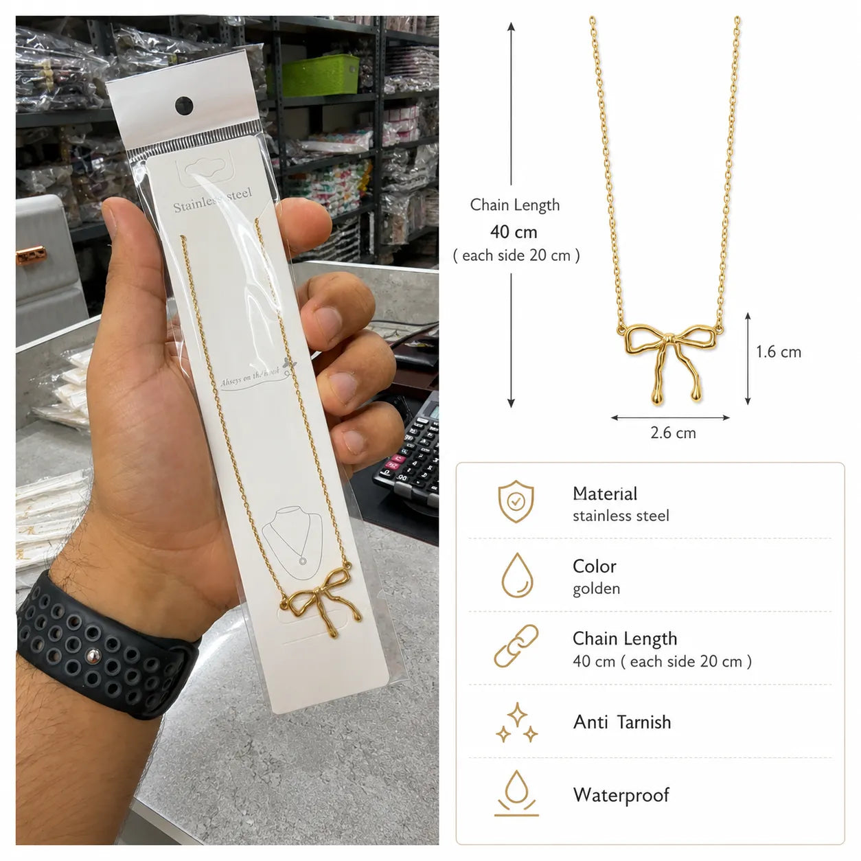 Bow Necklace (1Pc) - UBKWS2997