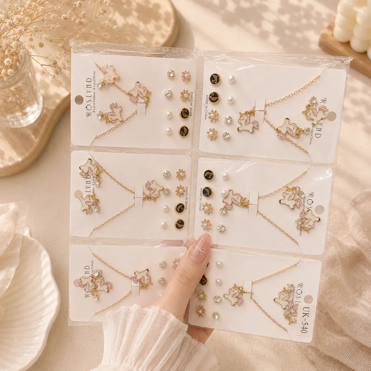 Korean Earrings & chain (1Dz) - UBKWS2843