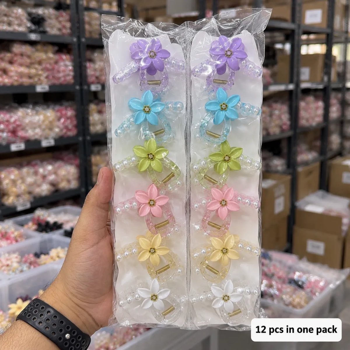 Pearl Flower Hair claw Clips (1Dz) ā UBKWS4319