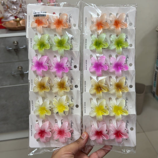 Mini Glossy Flower Hair Claw Set (24Pc) - UBKWS1180
