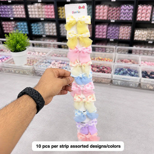 Printed hair bow (10 Pcs) - UBKWS2879