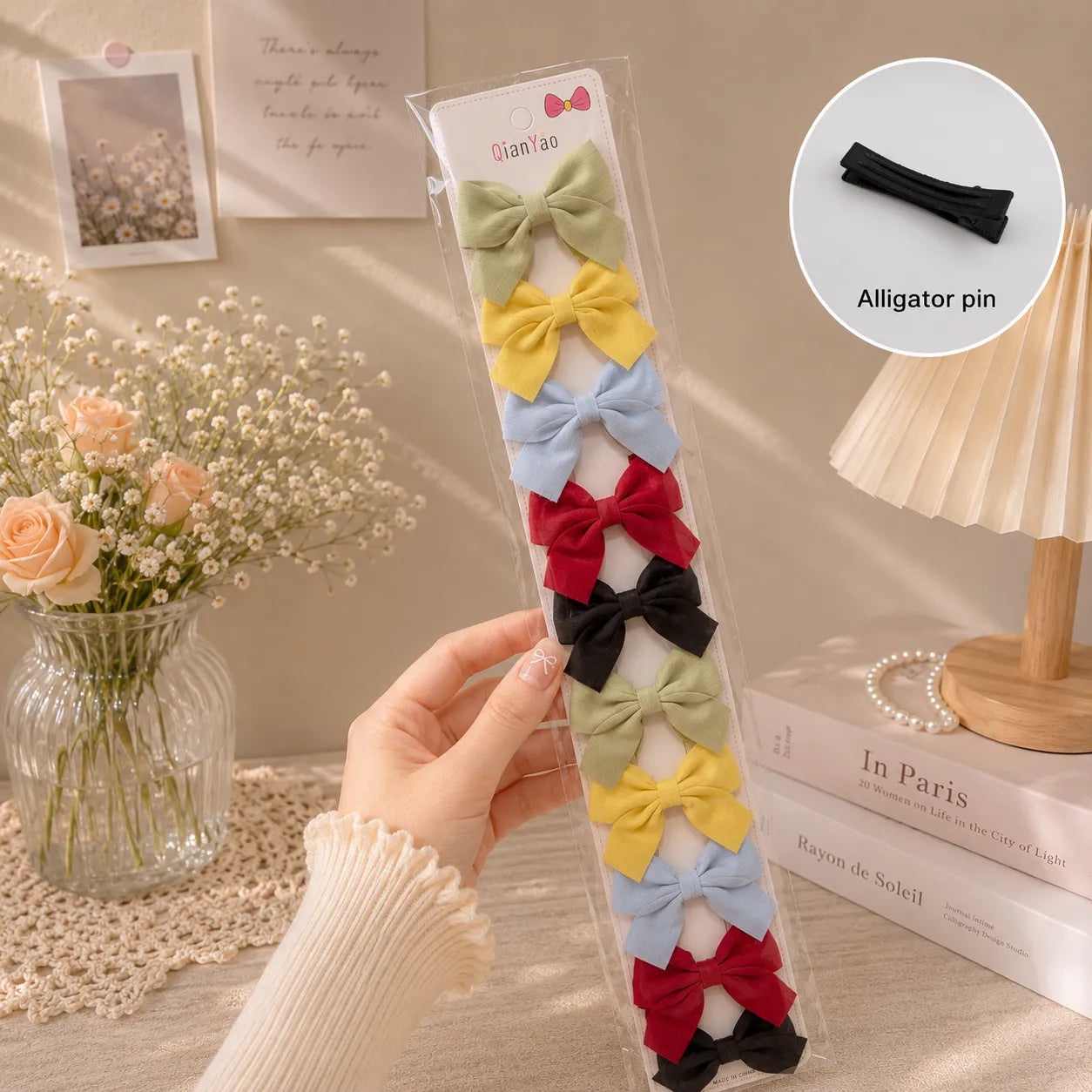 Printed hair bow (10 Pcs) - UBKWS0011-C