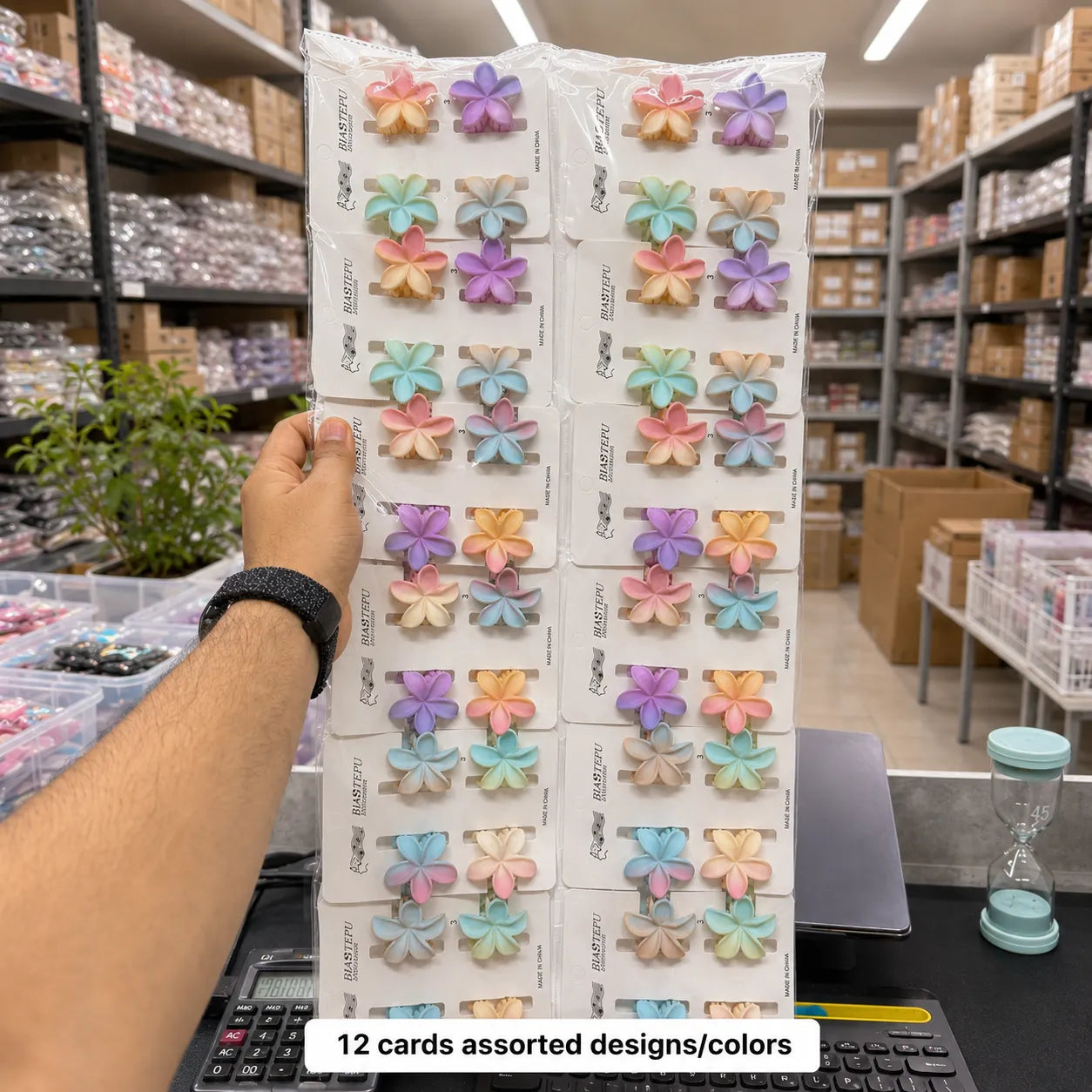 Mini Gradient Flower hair claw card (1Dz) - UBKWS2884