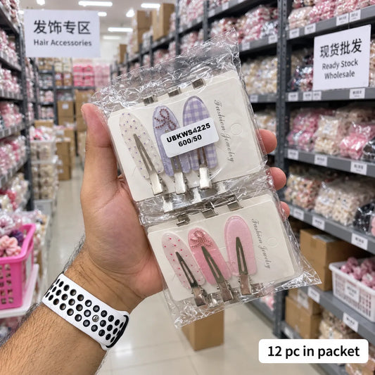 3 pc Korean glitter hair pins (1Dz) - UBKWS4225