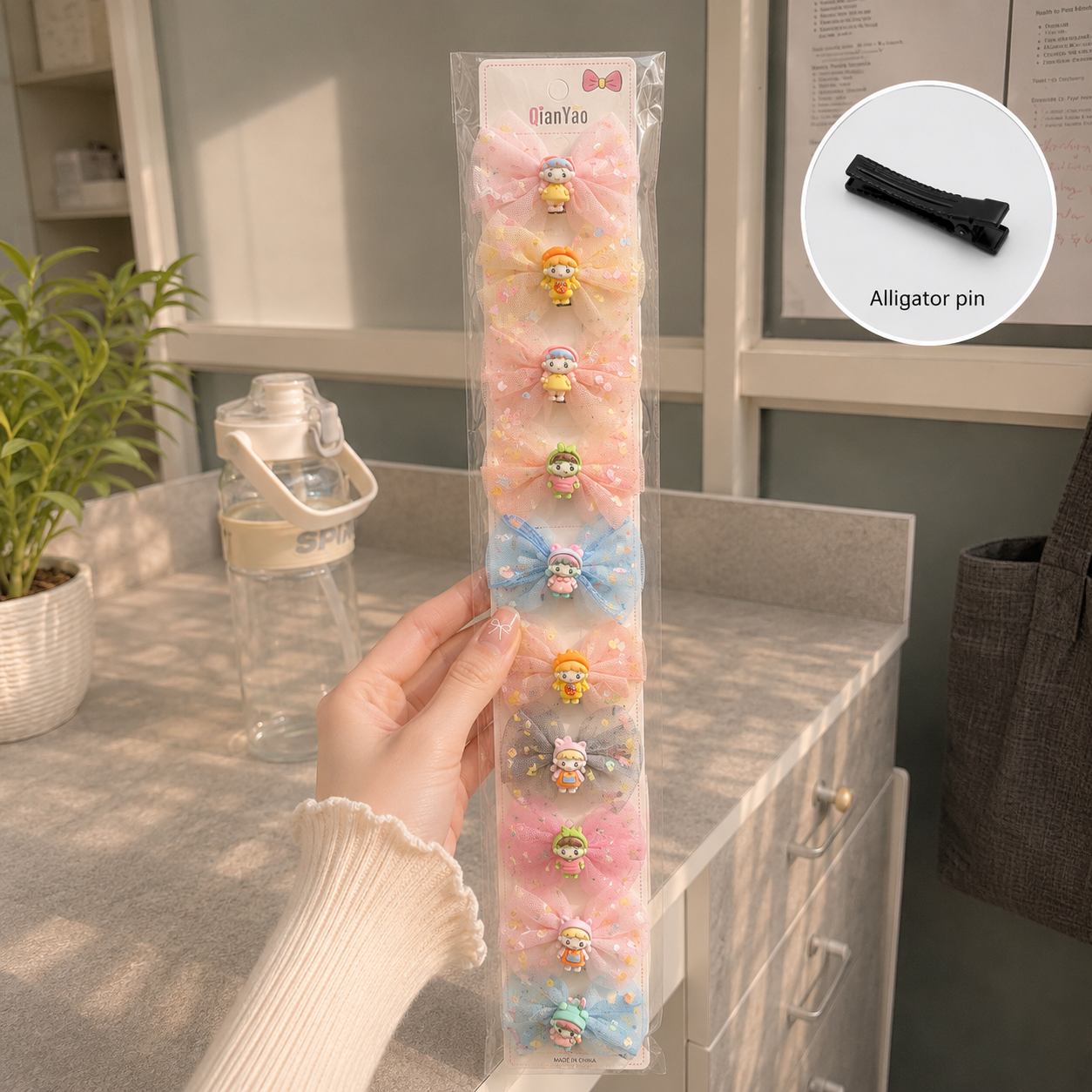 Printed hair bow (10 Pcs) - UBKWS2906