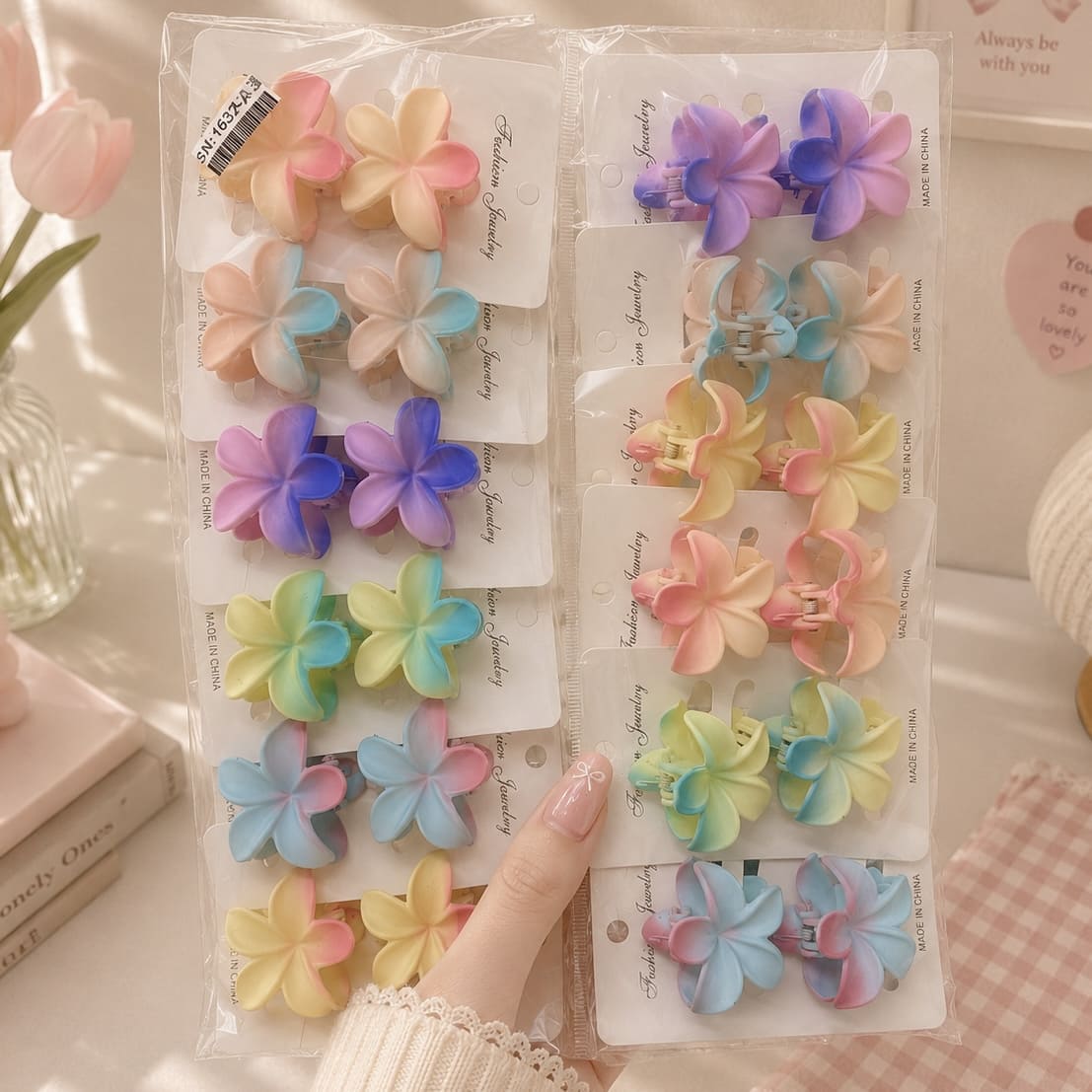 Gradient Mini Flower Hair Claw (1Dz) - UBKWS746