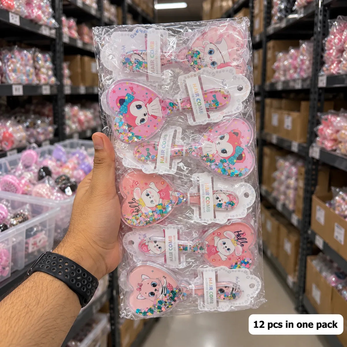 Heart Kids Glitter hair brush (1Dz) - UBKWS4327