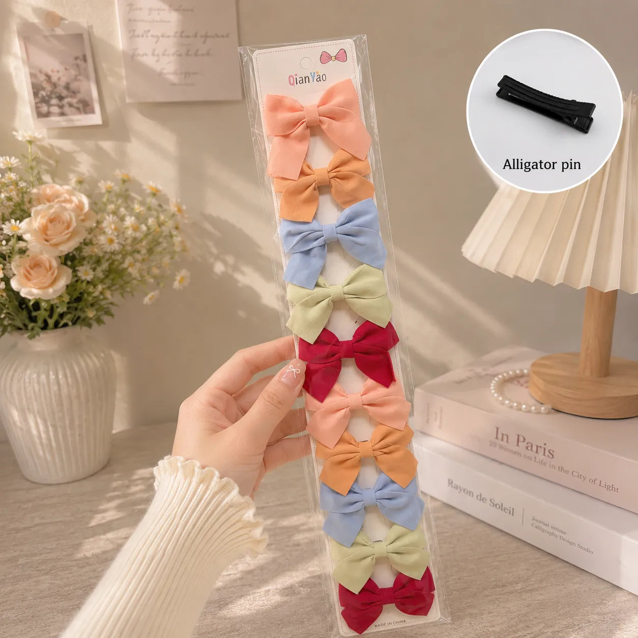 Printed hair bow (10 Pcs) - UBKWS0011-H