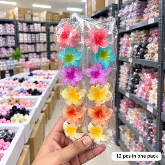 Mini Glossy Flower Hair Claw Set (1Dz) - UBKWS1180